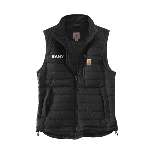 SANY’s insulated vest with SANY written in white on the right peck.