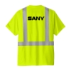 Bright-yellow t-shirt with SANY written in black on the back.
