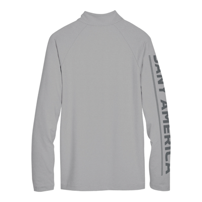 Light-gray zip shirt with long sleeves, with SANY AMERICA written on the right sleeve.	