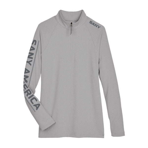Gray zip pullover written SANY AMERICA on the right-sleeve.