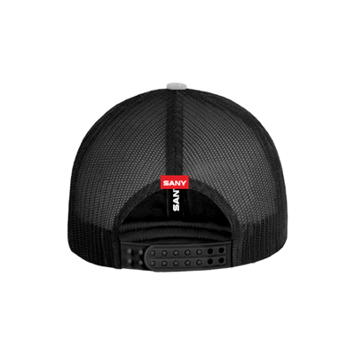 SANY Grey/Black Trucker Hat Front Product Image on white background