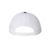 White mesh trucker hat with adjustable snapback closure and no visible branding.