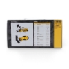 Back panel of SYL956H box displaying technical diagrams, measurements, and loader specification chart