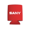 Red SANY neoprene can koozie featuring the white SANY logo